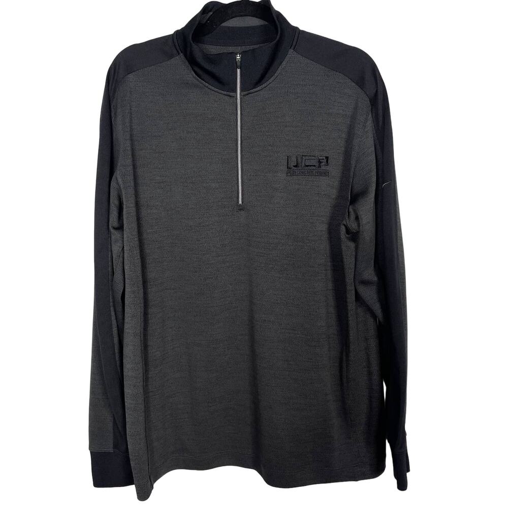 Nike Mens Large L Gray Black Golf 1/2 Zip Pullover Sweater Dri Fit Colorblock